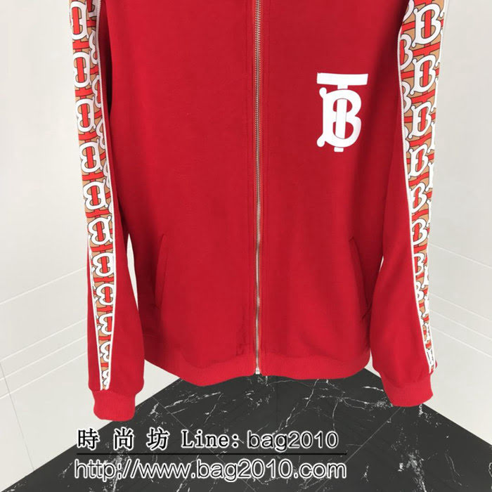 BURBERRY巴寶莉 19早春 新年紅 限量款全新“TB”LOGO標識套裝 訂制“TB”五金拉鏈頭 毛圈衛衣面料 高版本男女同款 ydi2631